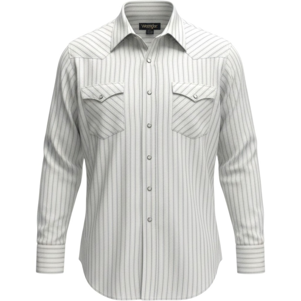 Wrangler Vintage Western Pearl Snap Striped Shirt Mens 18 x 35 Long Tails USA